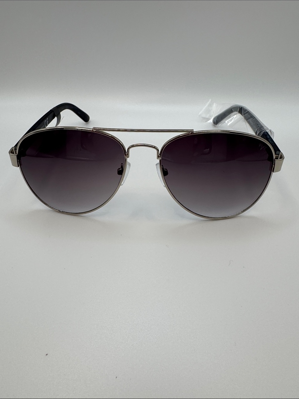 Classic Aviator Sunglasses - Silver Frame with Gradient Smoke Lenses